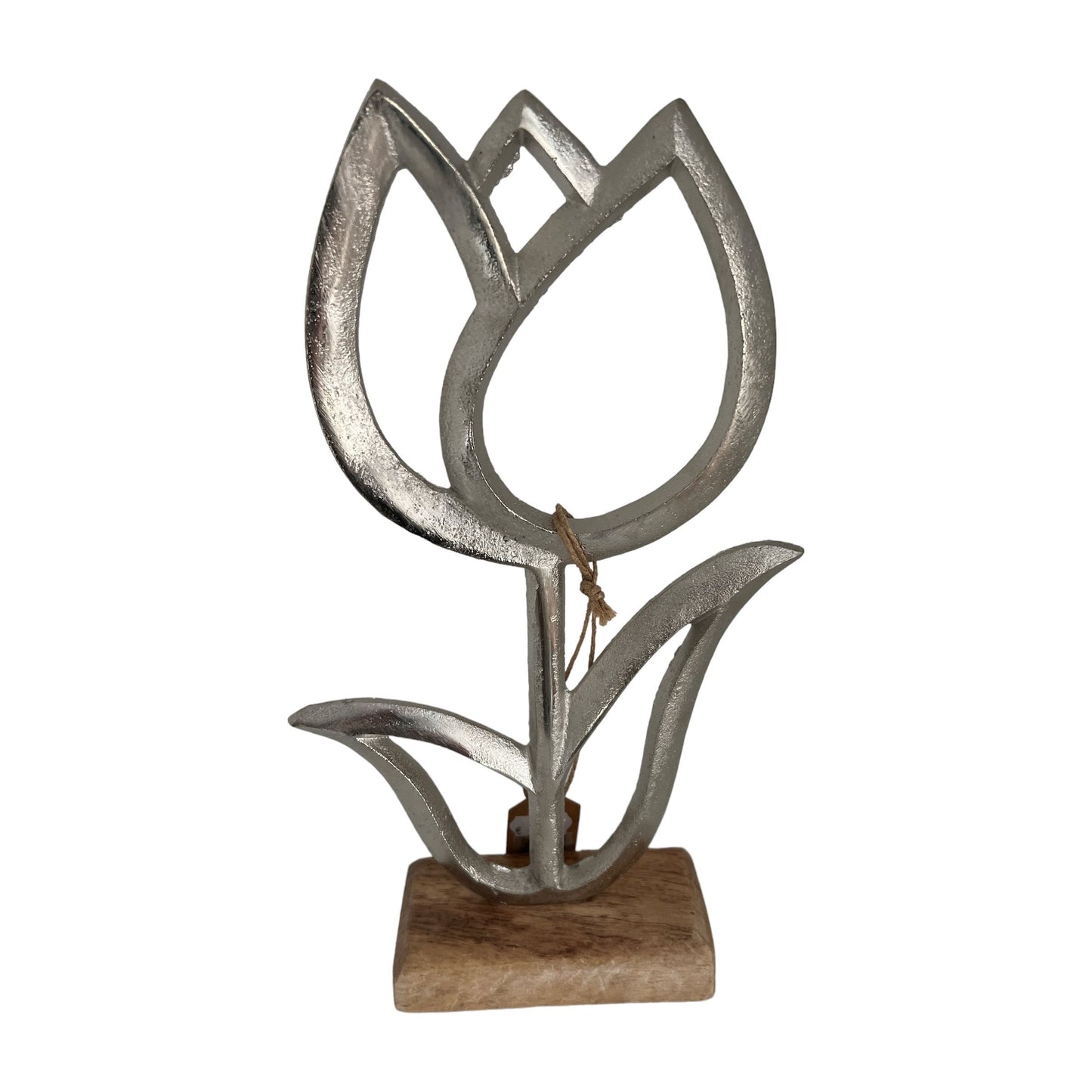 Deko Figur einer Blume aus Aluminiun mit Holzfuss