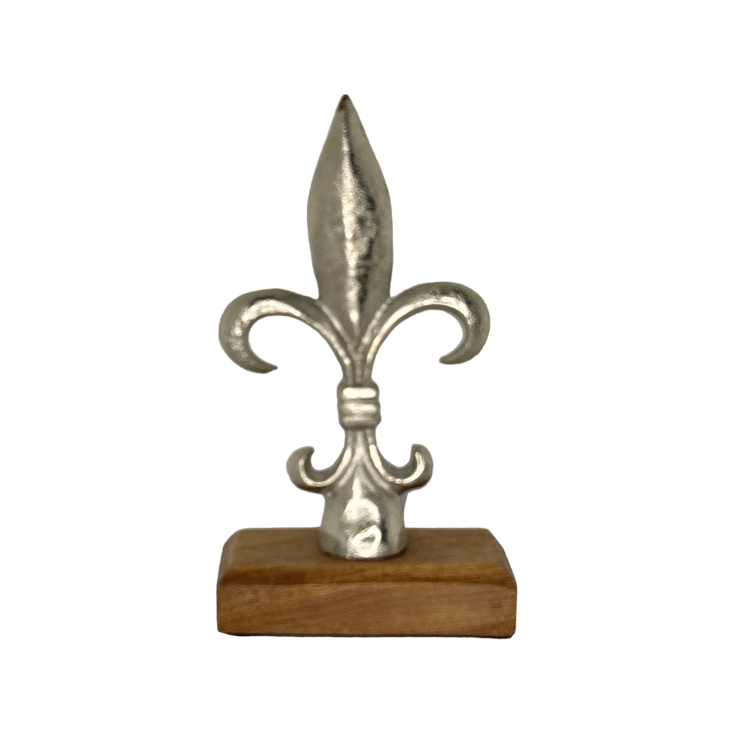 Deko Figur einer französichen Lilie aus Aluminium mit Holzfuss