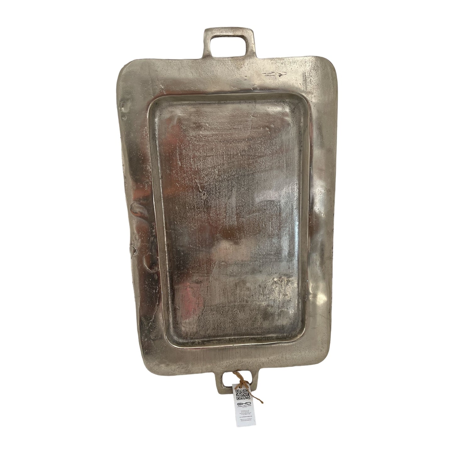 Rechteckiges Tablett aus vernickeltem Aluminium (66cmx37cmx2cm)