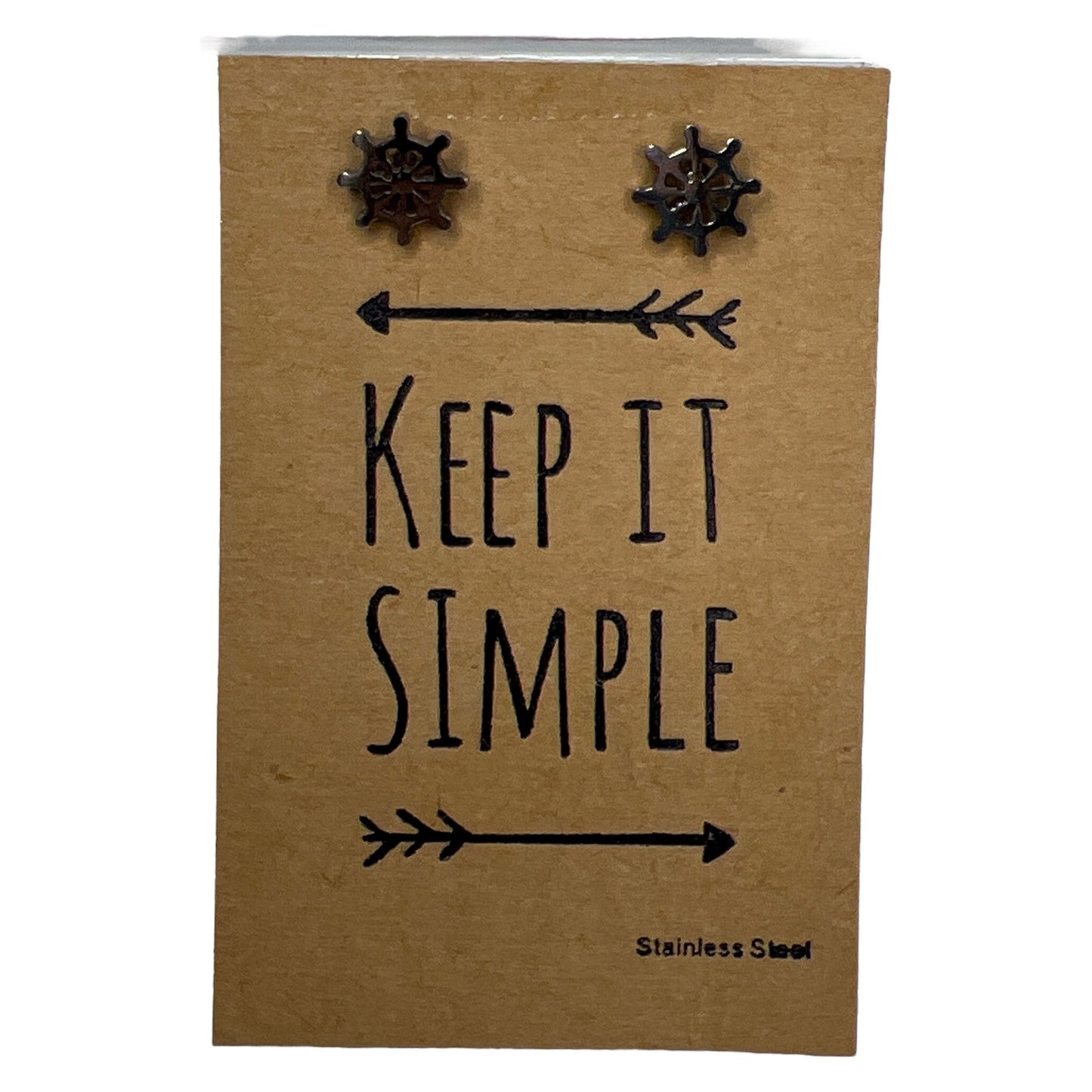 Ohrring in der Farbe Siber und Form eines Steuerrad