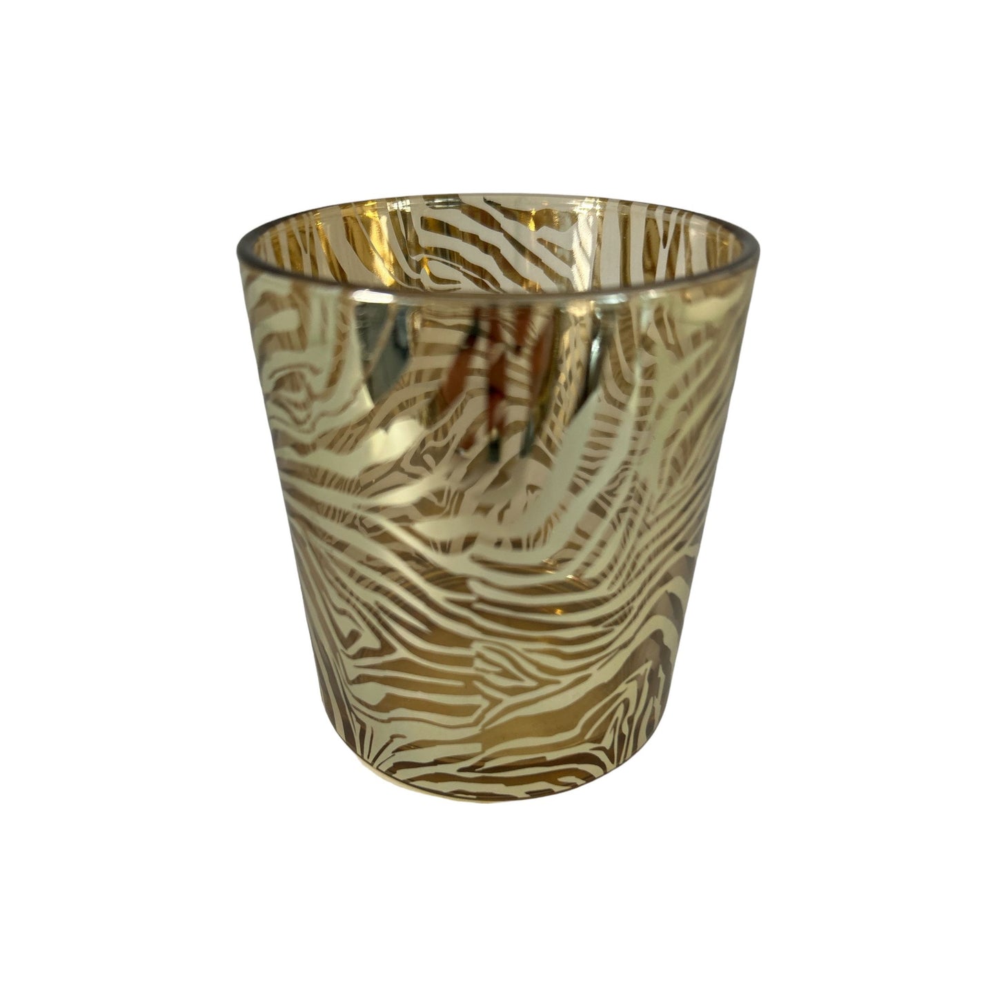 Votivkerzenglas/Teelichtglas im goldenen "Tiger" Design (10cm x 8,5cm)
