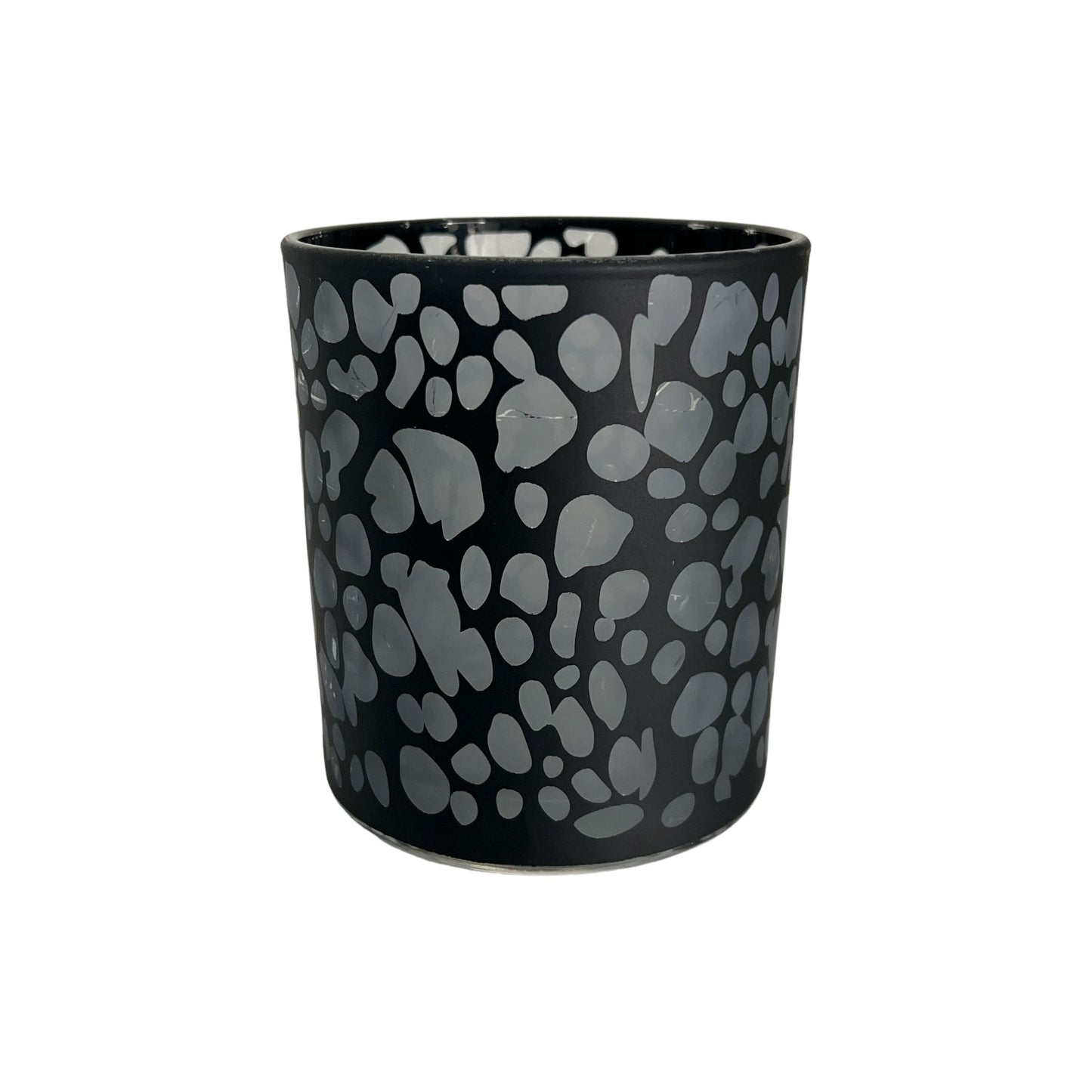 Kleines Windlicht aus Glas mit Rundumlackierung in mattschwarz (H 10cm x B 9cm)