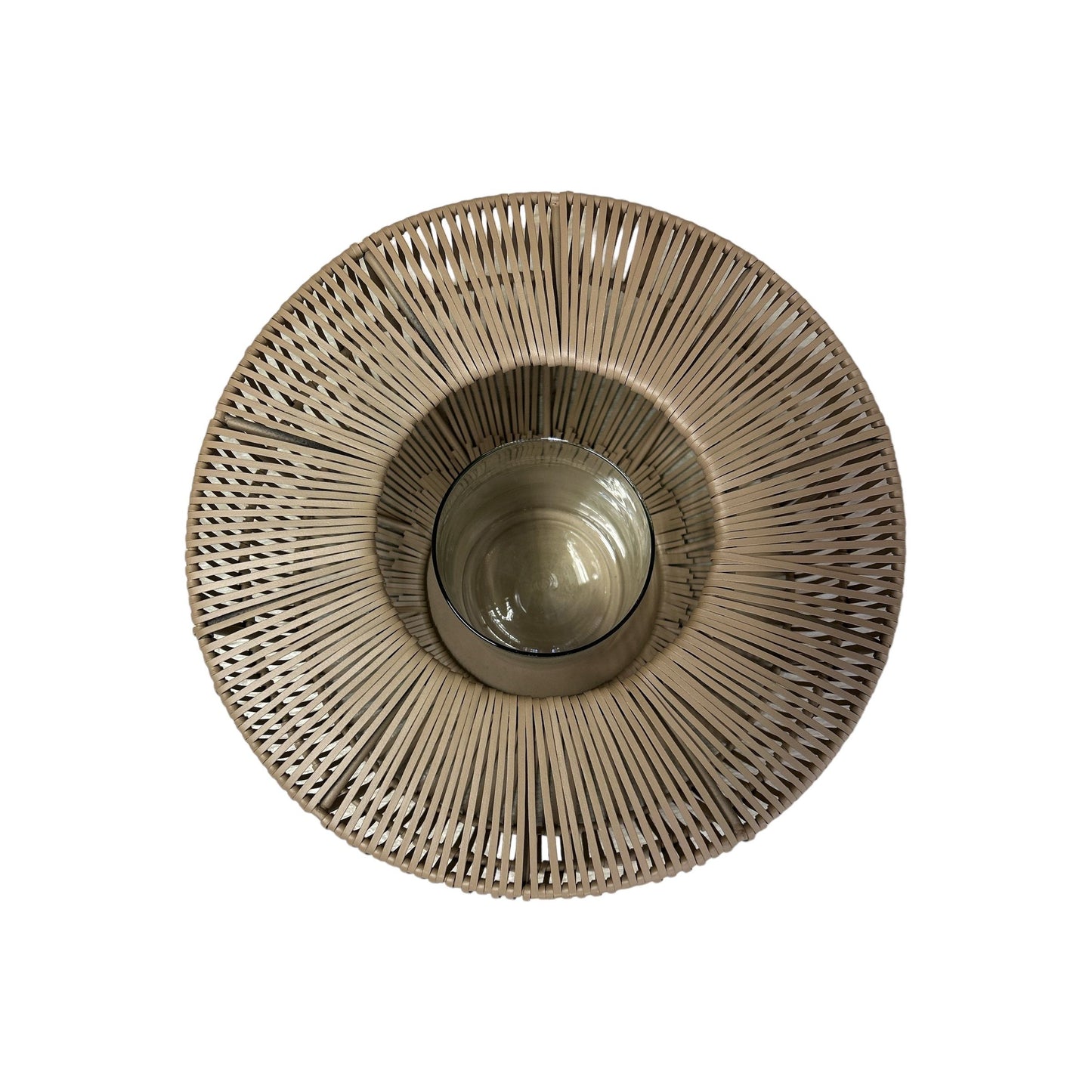 Trendiges Windlicht aus Metall in Taupe