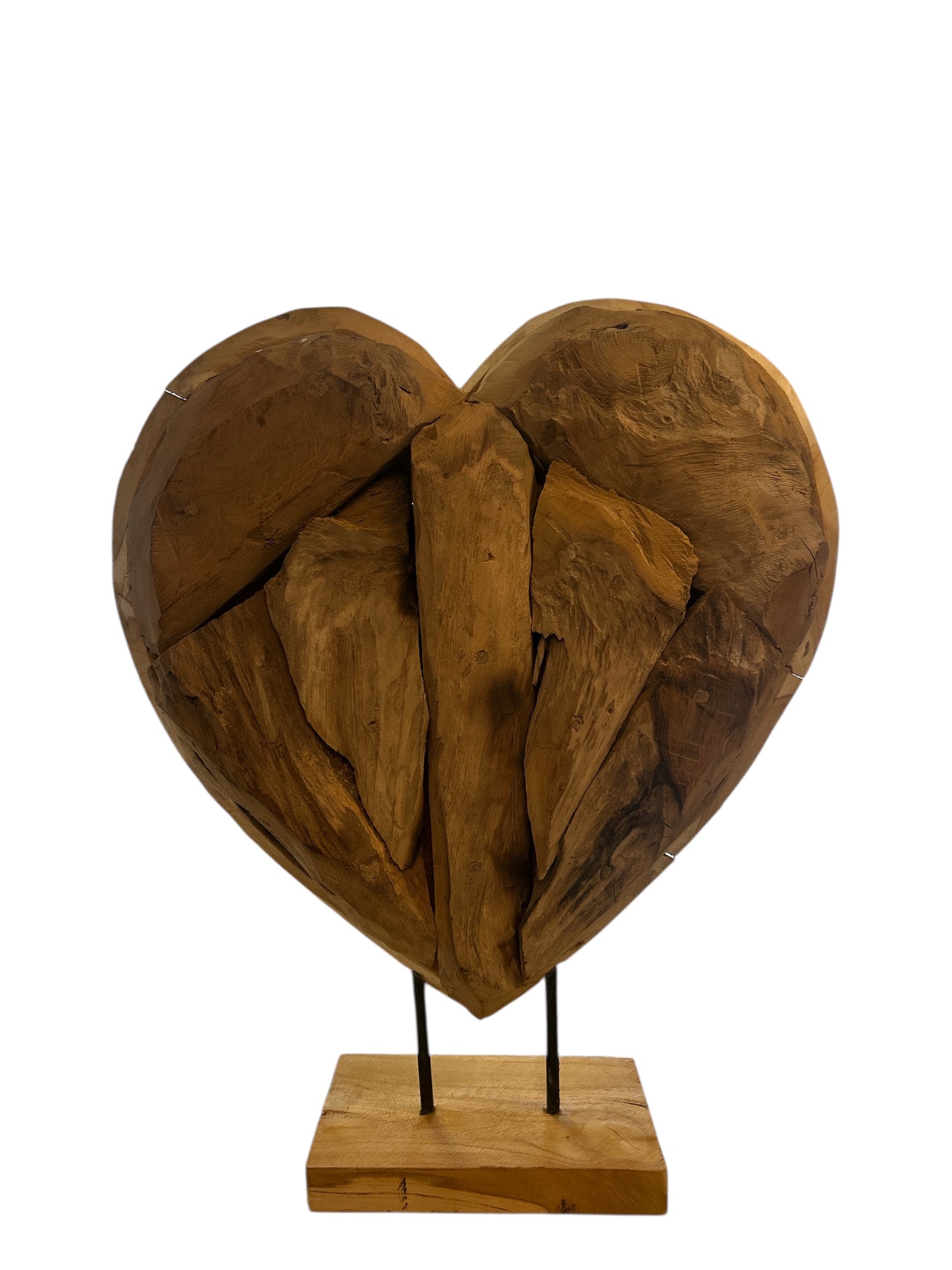Herz- Skulptur auf ständer-Teakholz