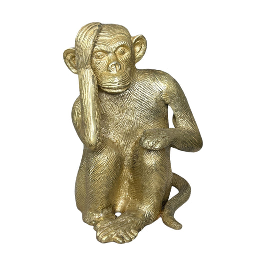 Figur von einem Affe in der Farbe Gold aus Aluminium gefertigt von Colmore by Diga