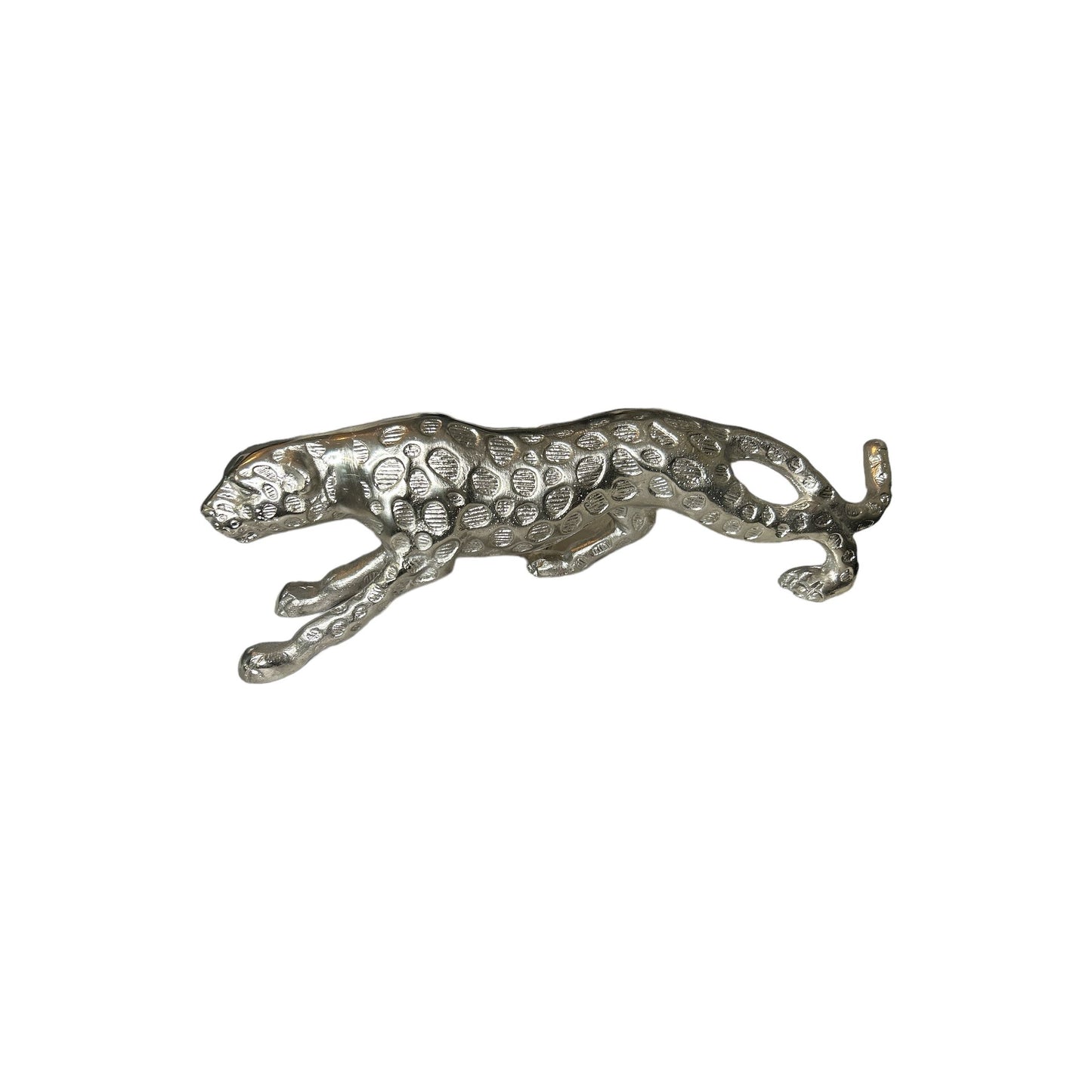 deko figur leopard aus vernickeltem Aluminium