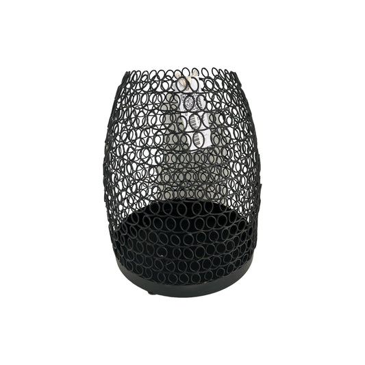 Elegantes Windlicht aus Metall im Korbgeflecht (31cm x 24cm)