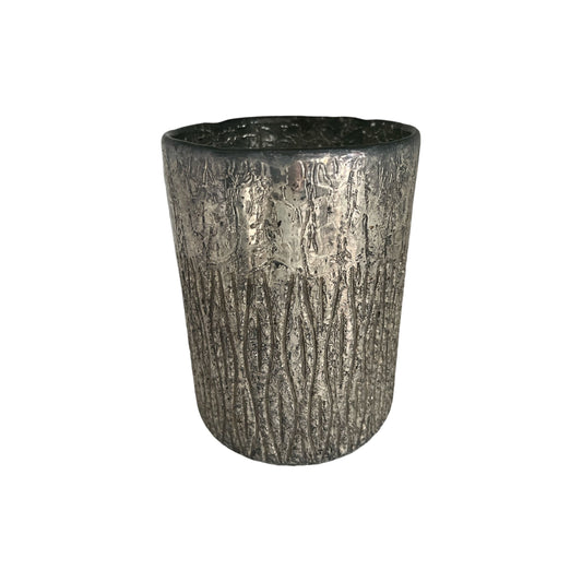 Windlicht aus Glas mit stark strukturierter Oberfläche (20cm x 14,5cm)