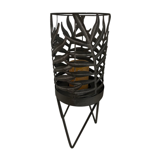 Kerzenhalter im rustikalen Stil aus Metall im Blatt-Design (17cm x 44cm)