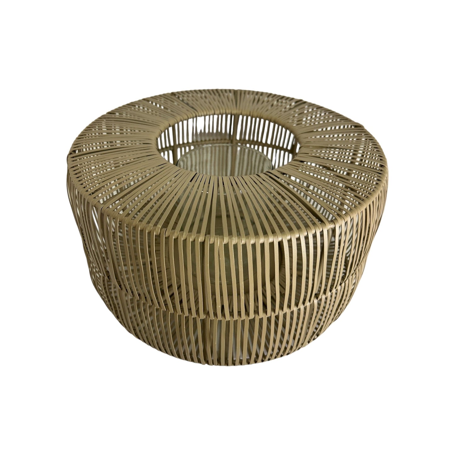 Trendiges Windlicht aus Metall in Taupe